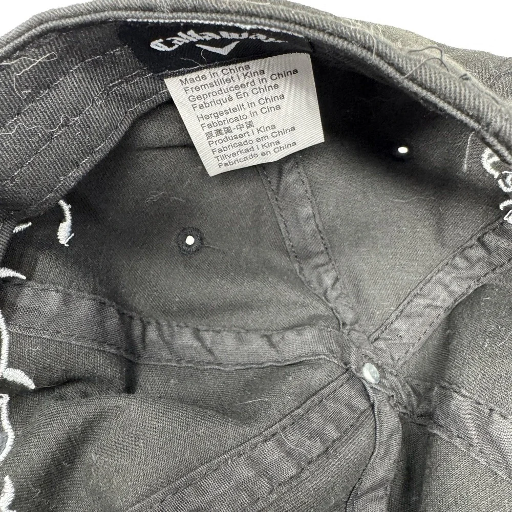 Callaway Hat Cap Strap Back Black Golf Baseball Embroidered Logo Scroll Mens - Picture 5 of 5